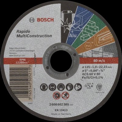 Bosch Multi Construction Rapido 125x1.0x22.2 Відрізний круг по металу 30368 фото