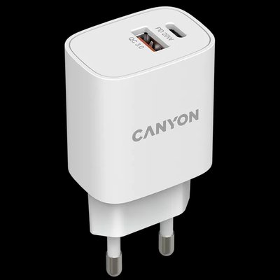Canyon H-08 white (QC18W/PD 20W) Мережевий зарядний пристрiй 28902 фото